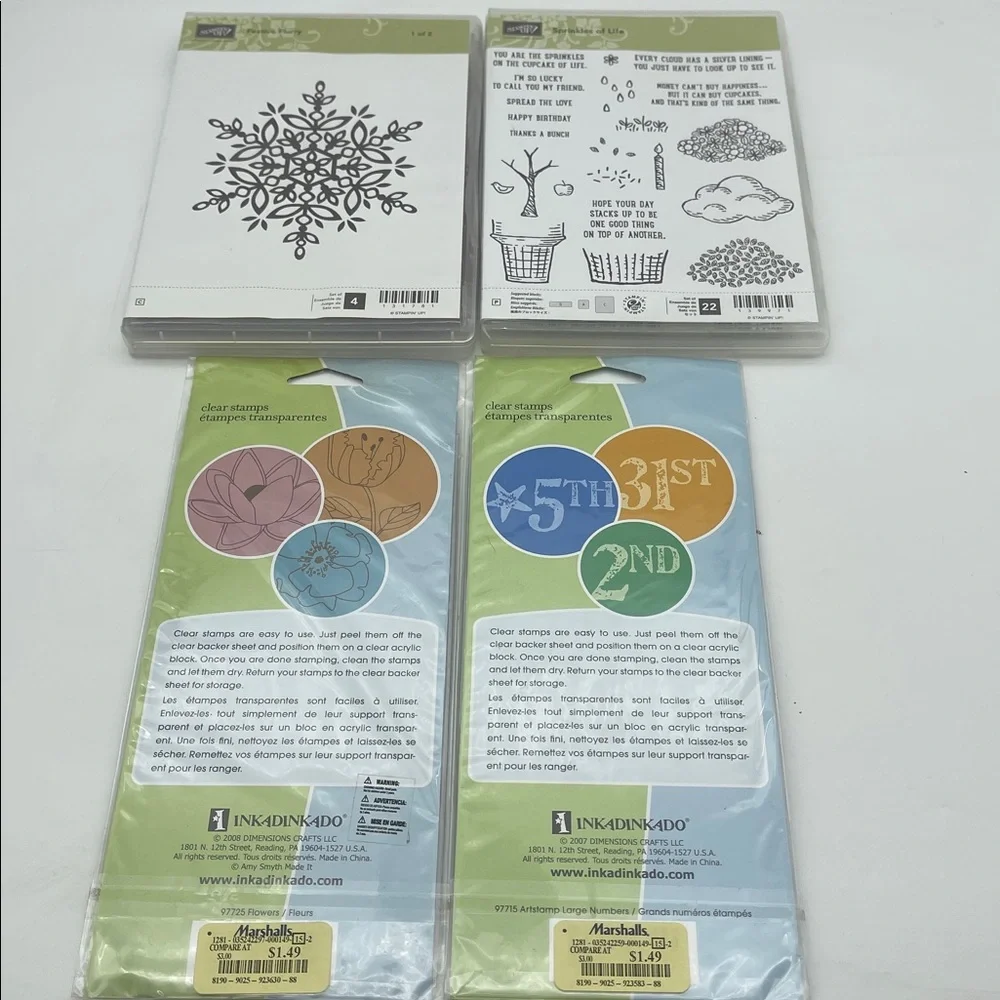Stampin’ Up Lot of Stamps Clear Rubber Holiday Numbers Flowers Birthday Cards